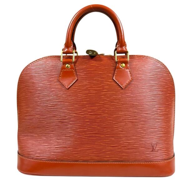 LOUIS VUITTON Authentic Brown Leather Alma Bag